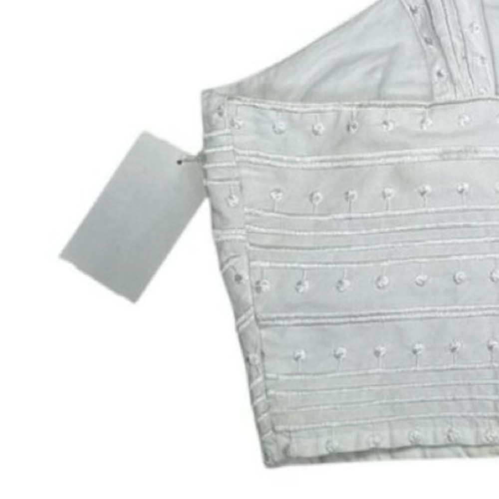 Avec Les Filles White Embroidered Crop Top Size 8 | Textured Cotton Tank | NWT - Picture 8 of 8